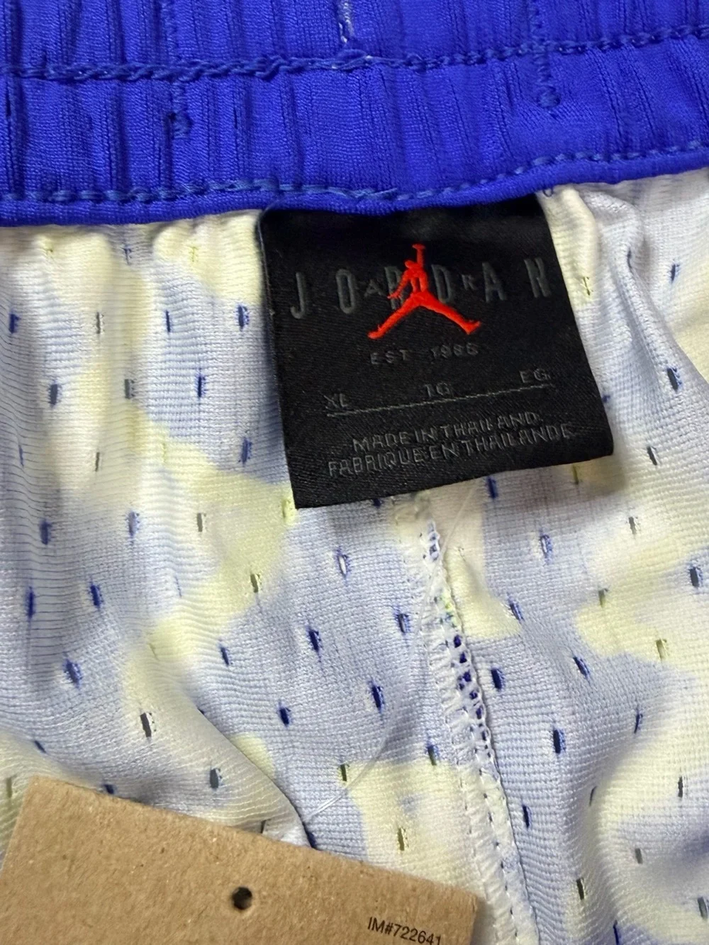 Jordan Royal Blue, White & Neon Yellow Zigzag Basketball Shorts